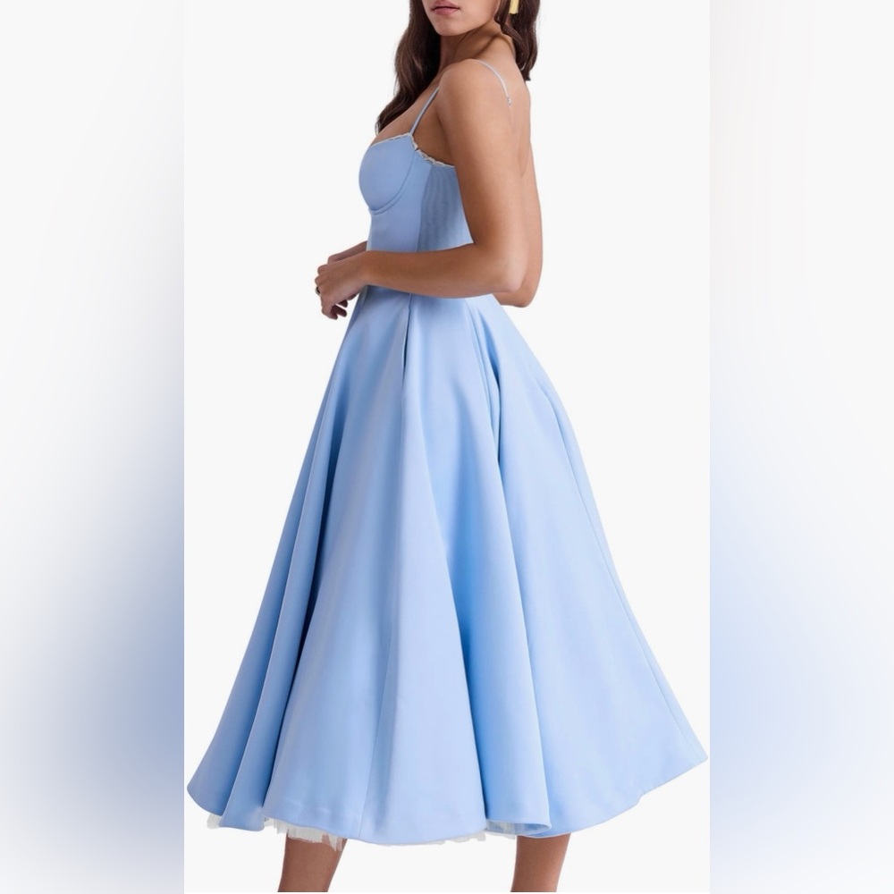 House of CB Mademoiselle Bustier stretch satin midi dress - Picture 2 of 10